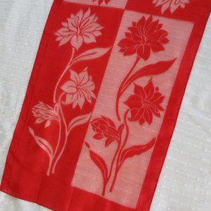 1950s red flower chiffon scarf